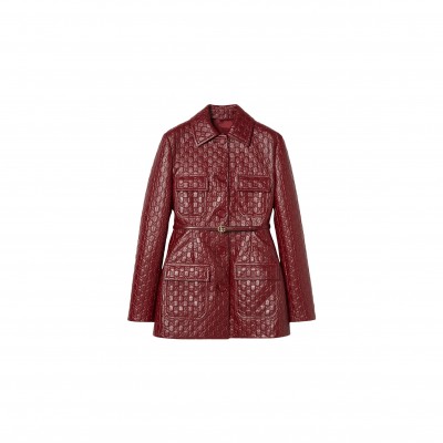 GUCCI EMBOSSED LEATHER JACKET 'ROSSO ANCORA' 620748